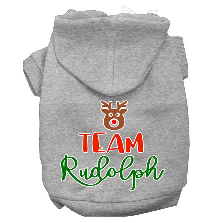 Team Rudolph Screen Print Dog Hoodie Grey L